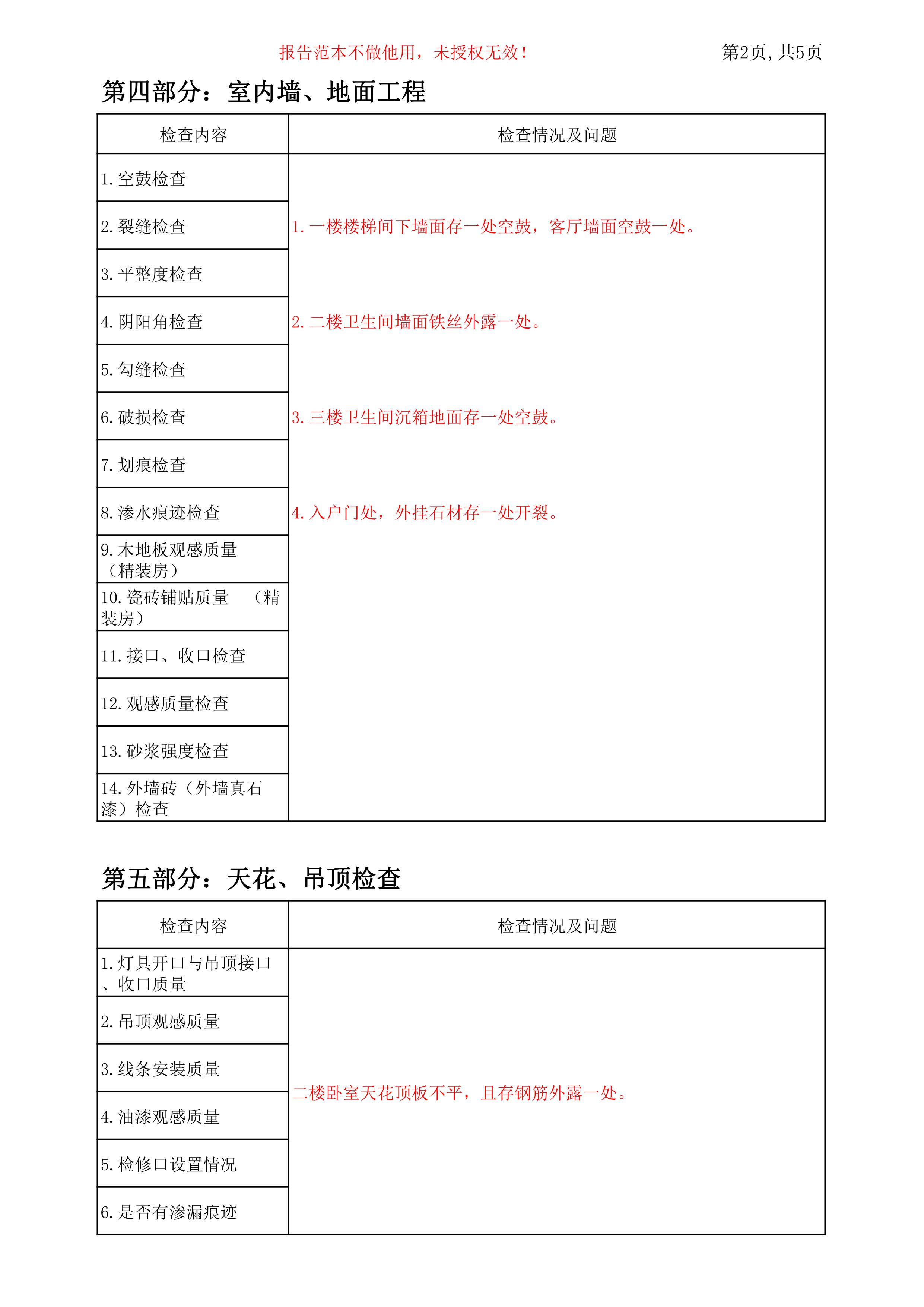 勤俭美验房报告-室内墙、地面工程