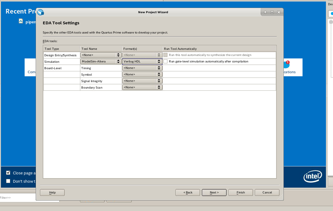 Configurações de ferramentas de EDA