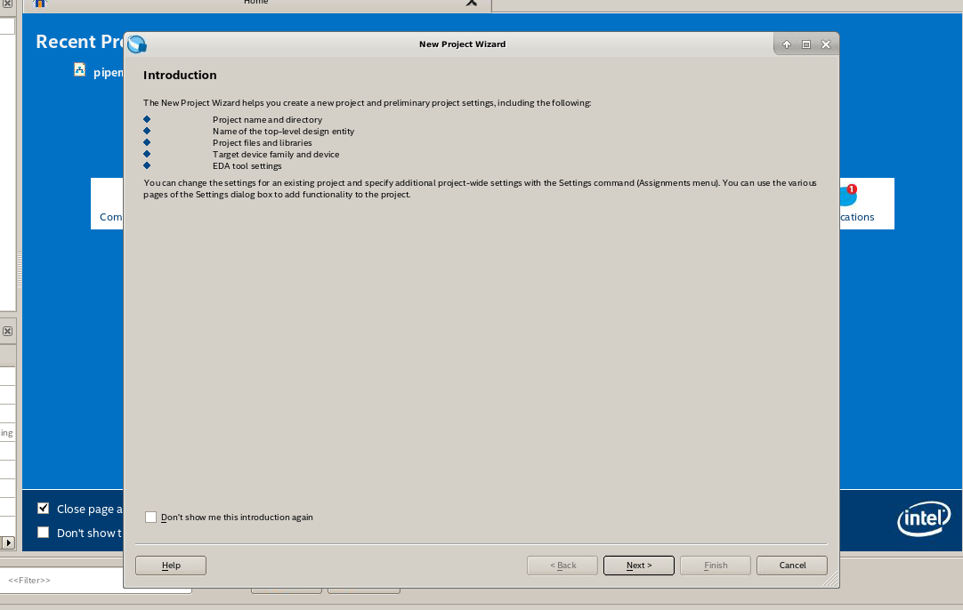 Tela inicial de criacao do projeto