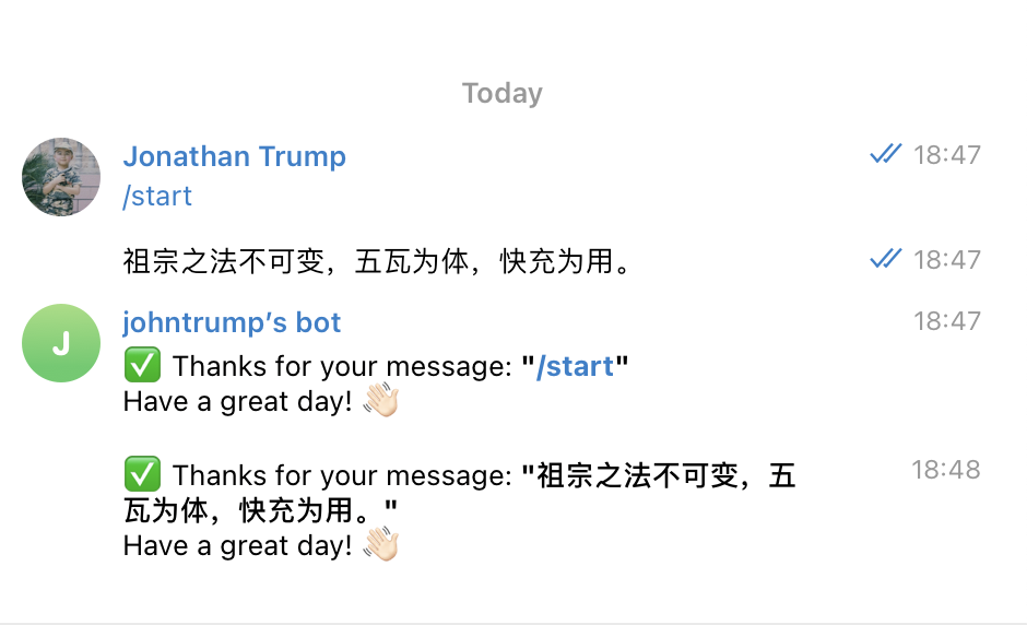 成功设置 webhook