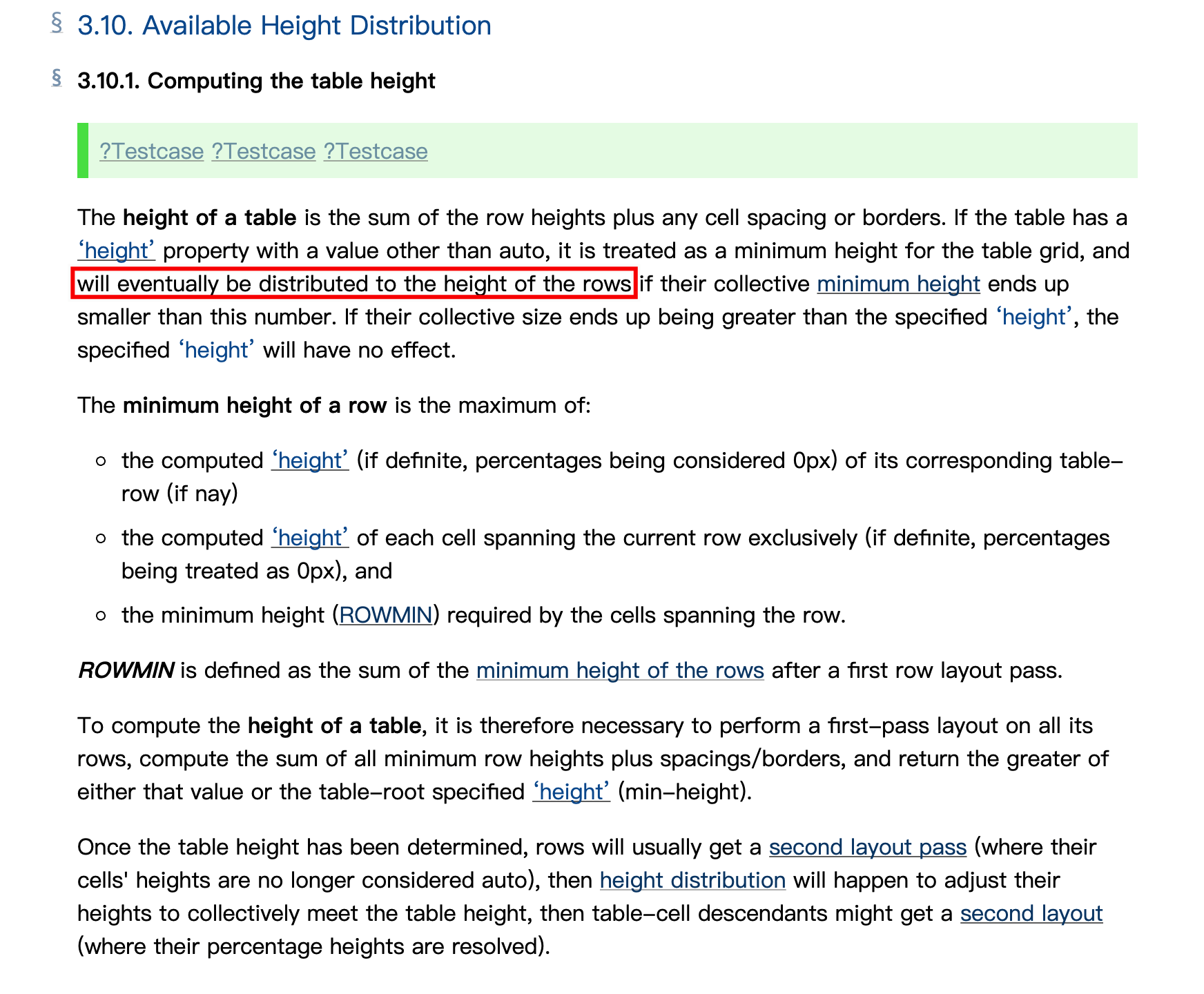 #b# CSS 3 草案关于 table height 的描述
