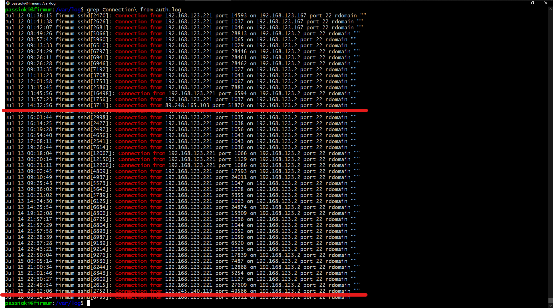 服务器ssh被攻击记录
