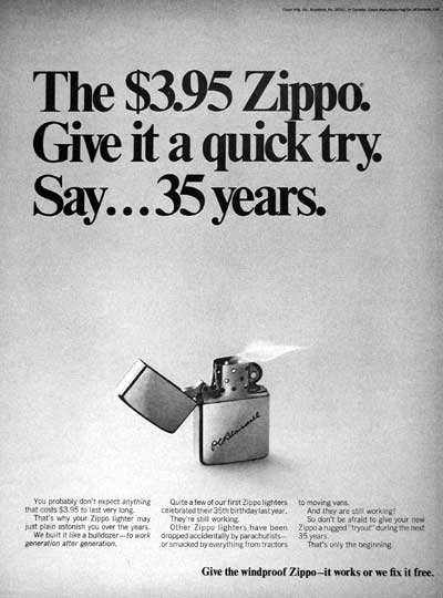 zippo在1967年制作的海报 