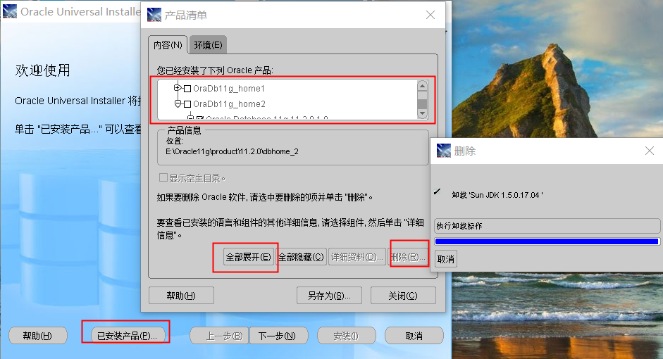 不勾选OraDb11g_home1进行删除.png