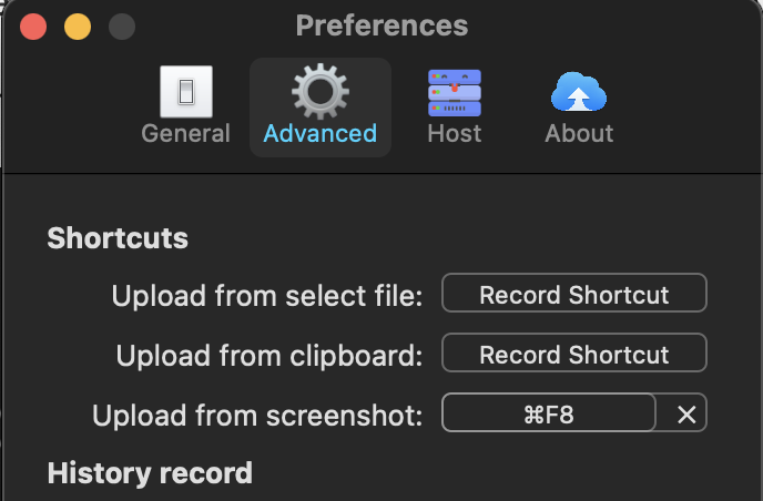 Shortcut for taking sceenshots and uploading
images