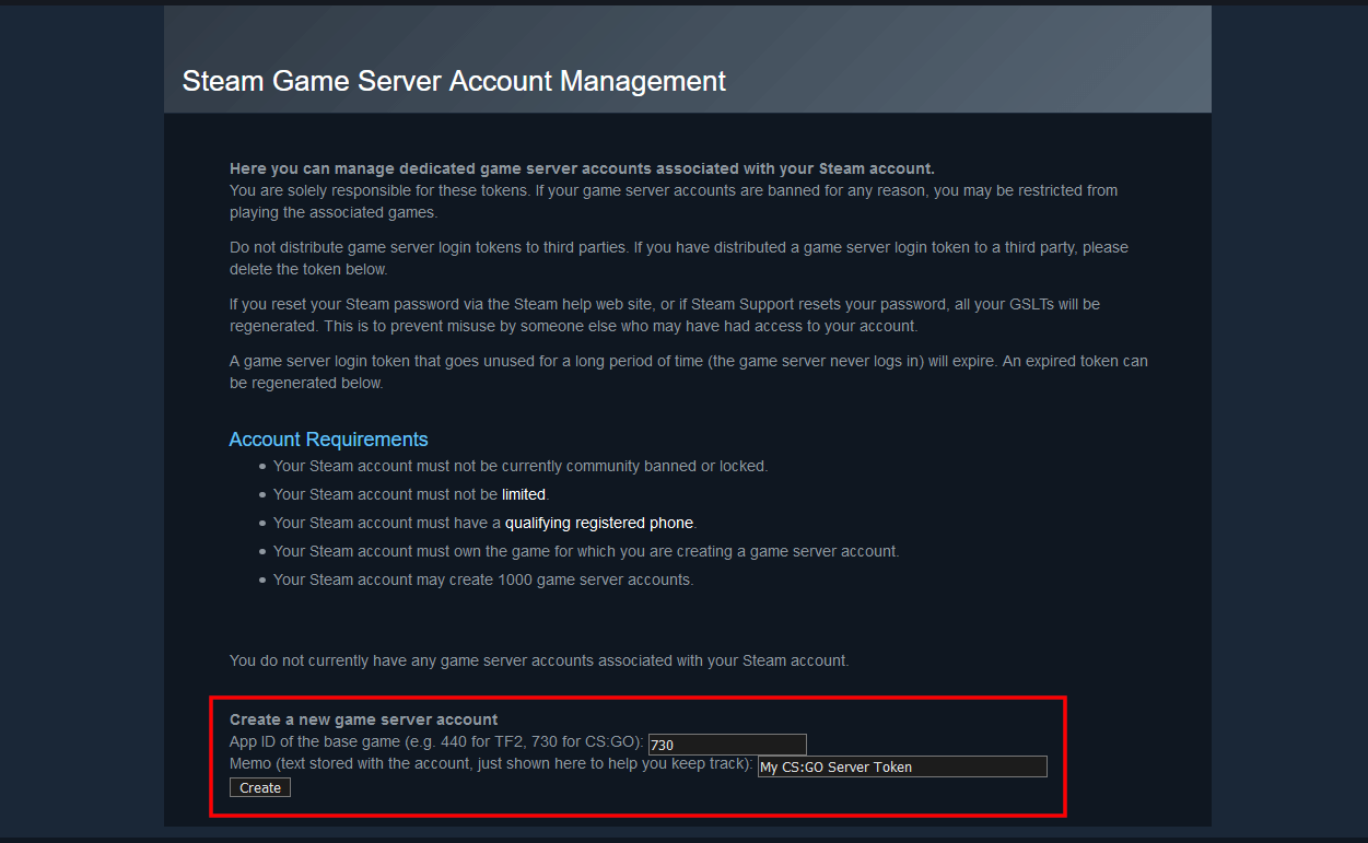 Steam 游戏服务器账号管理